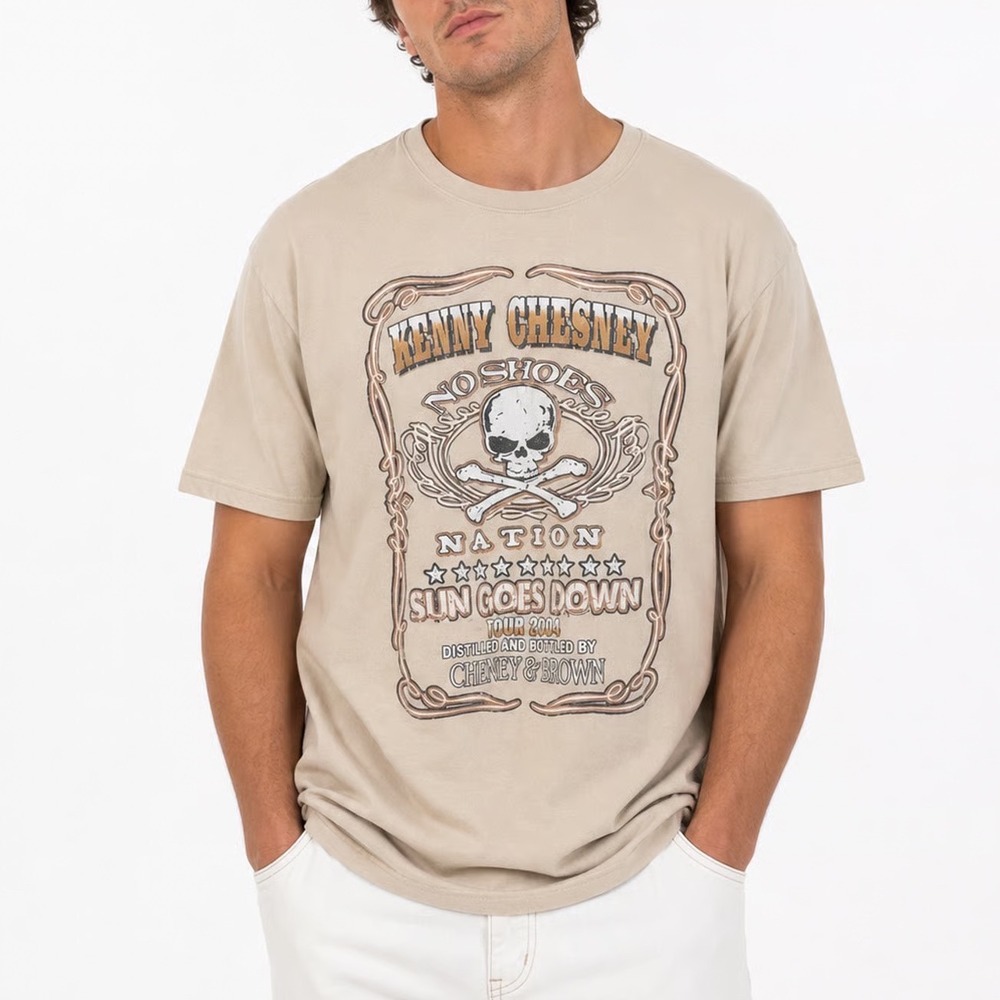 Kenny Chesney Sun Goes Down Tour 2024 T-Shirt Tan Zac Brown Band Mens XL